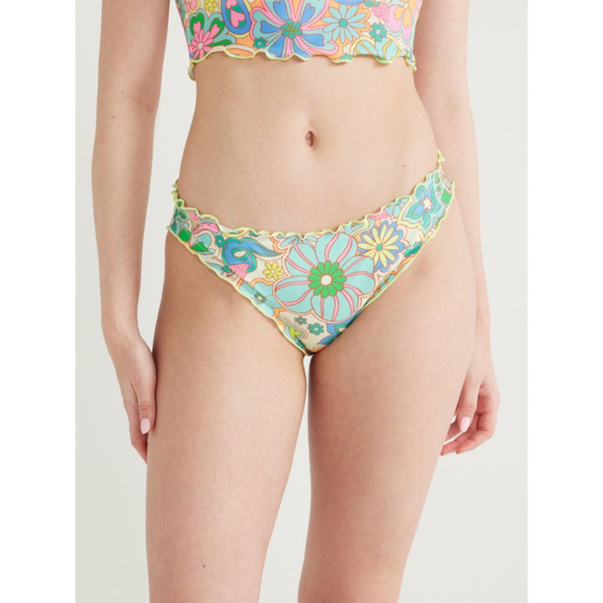 No Boundaries Juniors Print Lettuce Edge Bikini Swim Bottoms Xs Xl