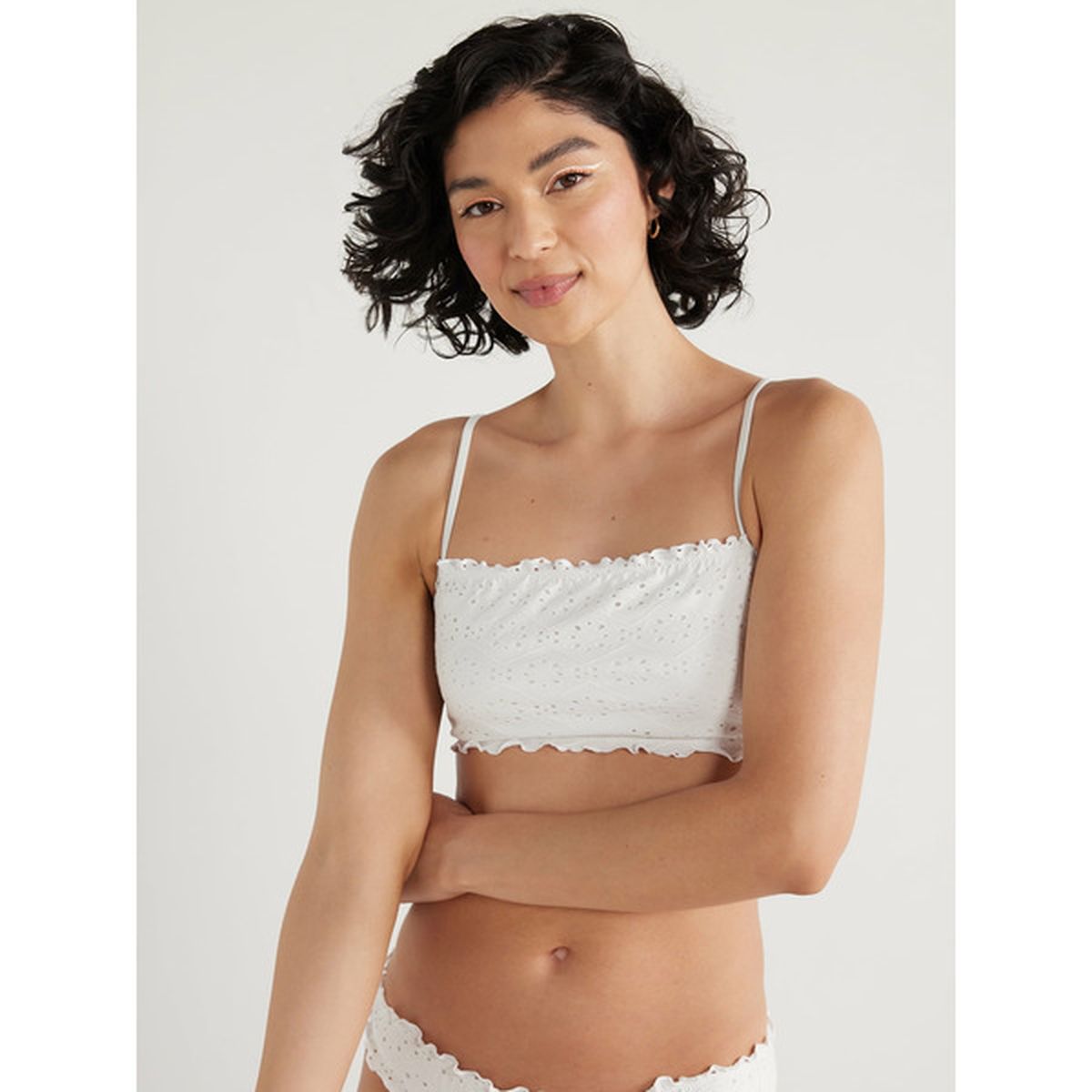 No Boundaries Juniors Eyelet Bandeau Bikini Top Xs Xxl White