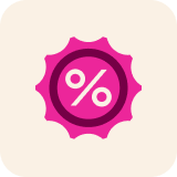 cartoon pink percentage inside of a circle