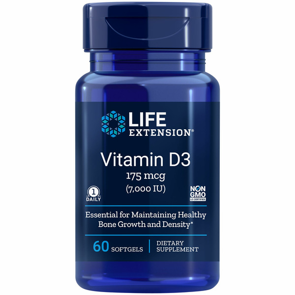 Vitamin D Life Extension Vitamin D3 175 Mcg (7000 Iu) Essential For Maintaining Healthy Bone Growth And Density Dietary Supplement Softgels hero