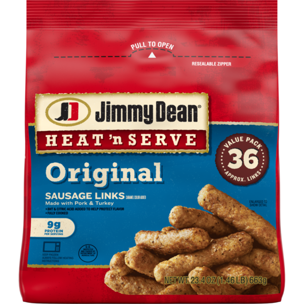 Frozen Breakfast Jimmy Dean Heat 'N Serve Original Pork Sausage Links hero