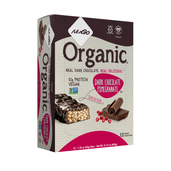 Energy & Granola Bars NuGo Organic Chocolate Pomegranate, Vegan, Gluten Free, Protein Bar hero