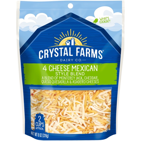 Packaged Cheese Crystal Farms Shredded Mexican Style Four Cheese Blend hero