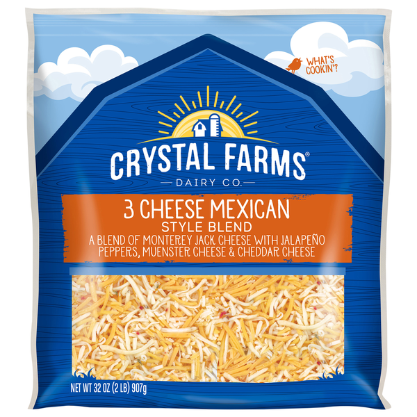 Packaged Cheese Crystal Farms Cheese, 3 Cheese Mexican Style Blend hero