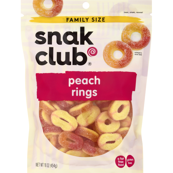 Candy & Chocolate Snak Club Peach Rings, Family Size hero