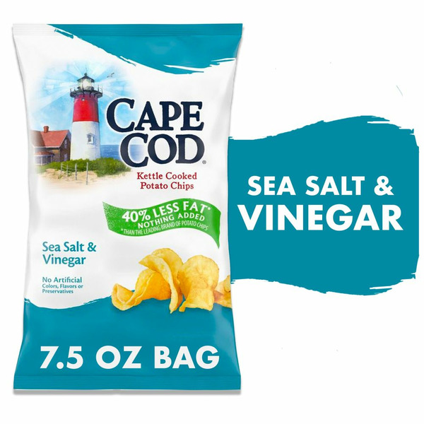 Chips & Pretzels Cape Cod Less Fat Sea Salt & Vinegar Kettle Cooked Chips hero