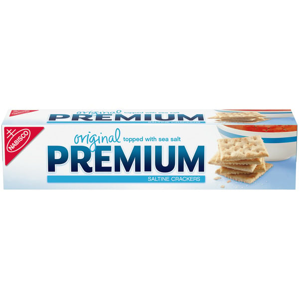 Crackers Premium Original Topped with Sea Salt Saltine Crackers hero