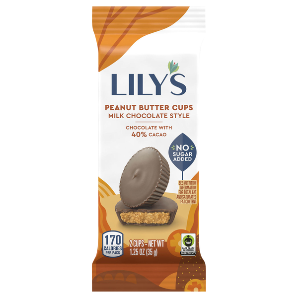 Other Products Lily's LILY'S Milk Chocolate Style Peanut Butter Cups No Sugar Added Sweets Pack hero
