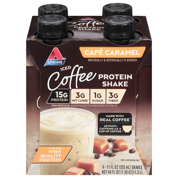 Muscles, Joints & Pain Relief Atkins Protein Shake, Iced Coffee, Cafe Caramel hero