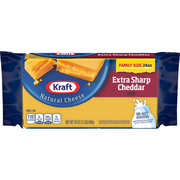 Packaged Cheese Kraft Extra Sharp Cheddar Cheese Family Size, oz Block hero