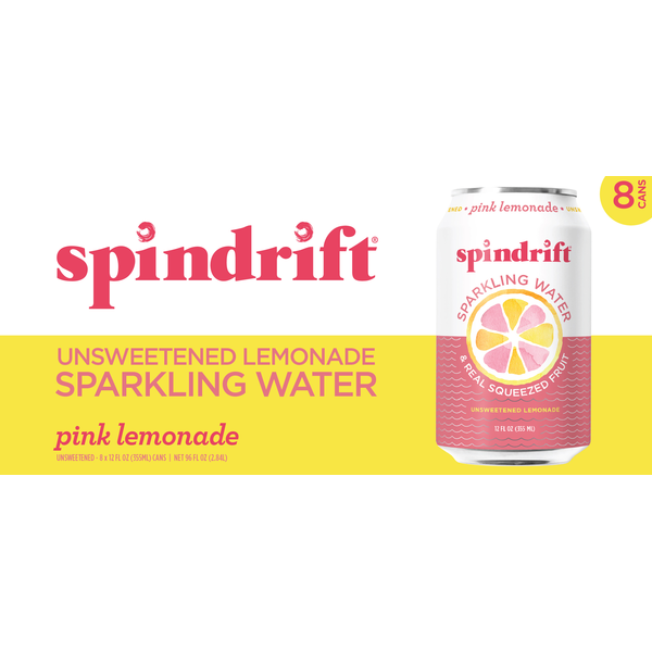 Spindrift Sparkling Water, Pink Lemonade, 8 Pack hero