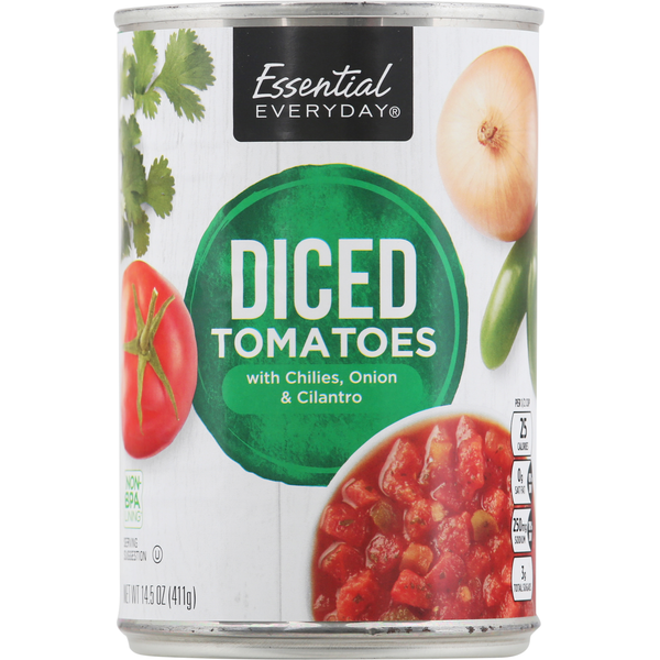 Canned & Jarred Vegetables Essential Everyday Tomatoes, with Chilies Onion & Cilantro, Diced hero