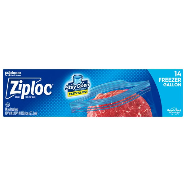 Food Storage Ziploc® Brand Freezer Bags with Stay Open Design for Easy Filling hero