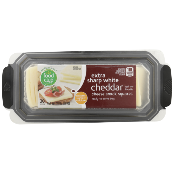 Packaged Cheese Food Club Extra Sharp White Cheddar Cheese Snack Squares hero