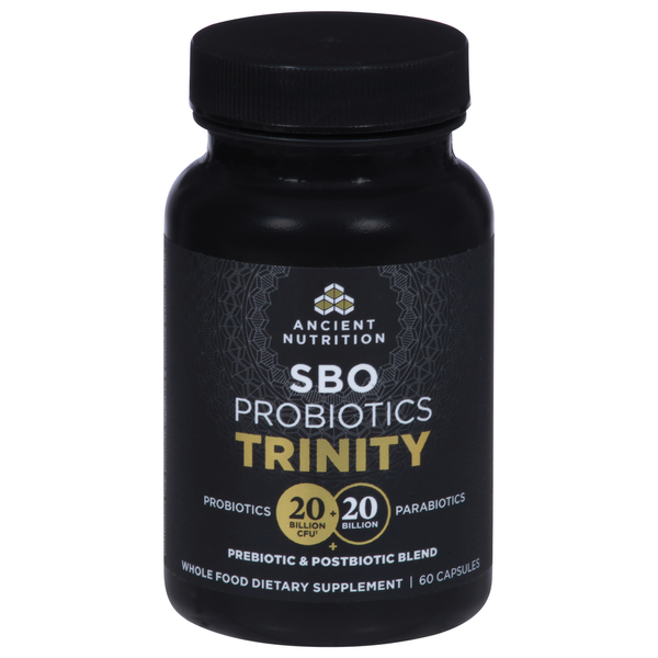 Dietary Supplements Ancient Nutrition SBO Probiotics, Trinity, 20 Billion, Capsules hero