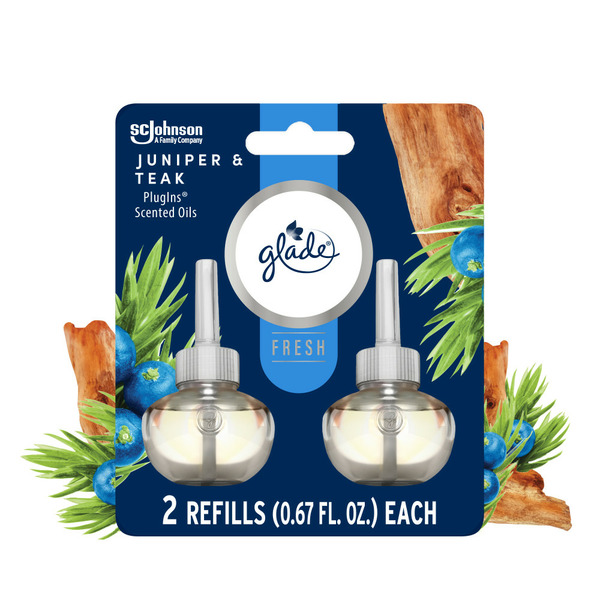 Air Fresheners & Candles Glade PlugIns Scented Oil Air Freshener Refills, Juniper & Teak, Fresh Collection hero