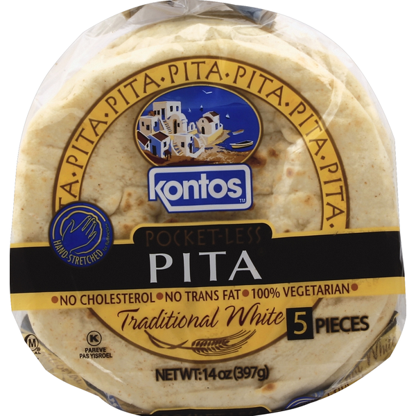 Tortillas & Flat Bread Kontos Pita, Pocket-Less, Traditional White hero