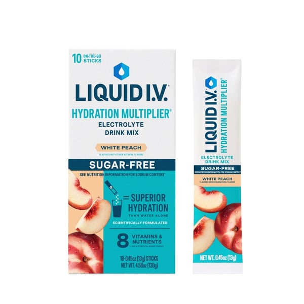 Vitamins & Supplements Liquid I.V. Electrolyte Drink Mix, Sugar-Free, White Peach hero