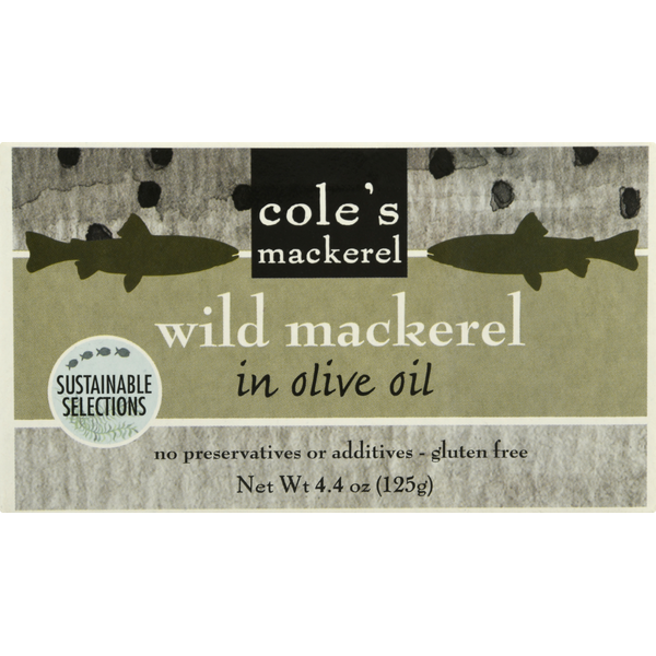 Canned Meat & Seafood Cole’s Mackarel, in Olive Oil, Wild hero