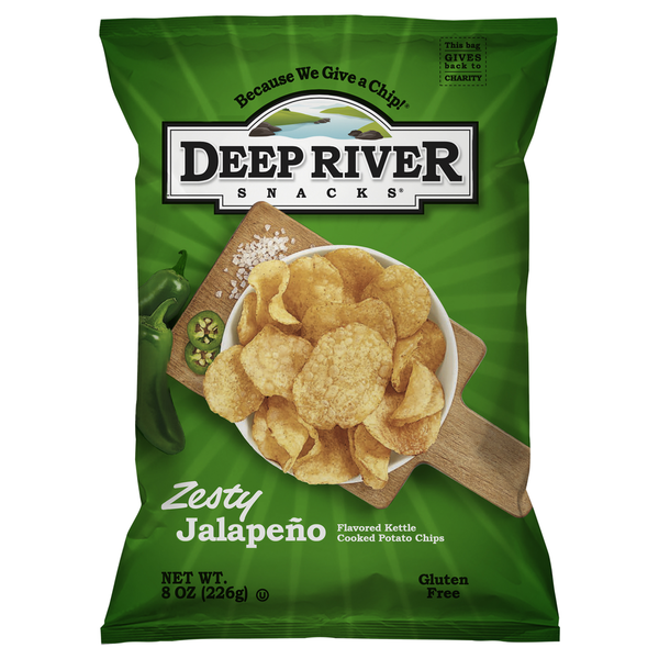 Deep River Snacks Potato Chips, Cooked, Zesty Jalapeno hero