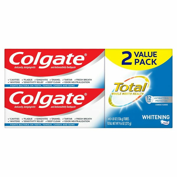 Oral Hygiene Colgate Total Whitening Toothpaste with Fluoride, Multi-Protection, Mint hero