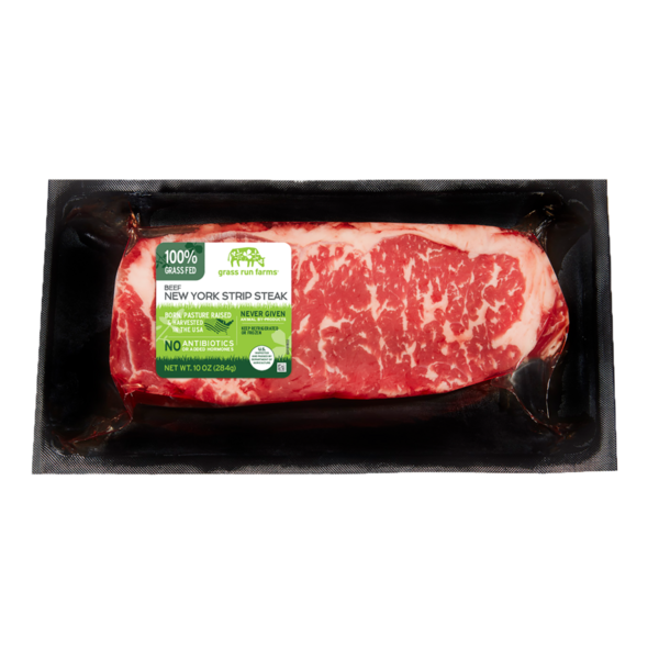 Packaged Meat Grass Run Farms Beef, New York Strip Steak hero