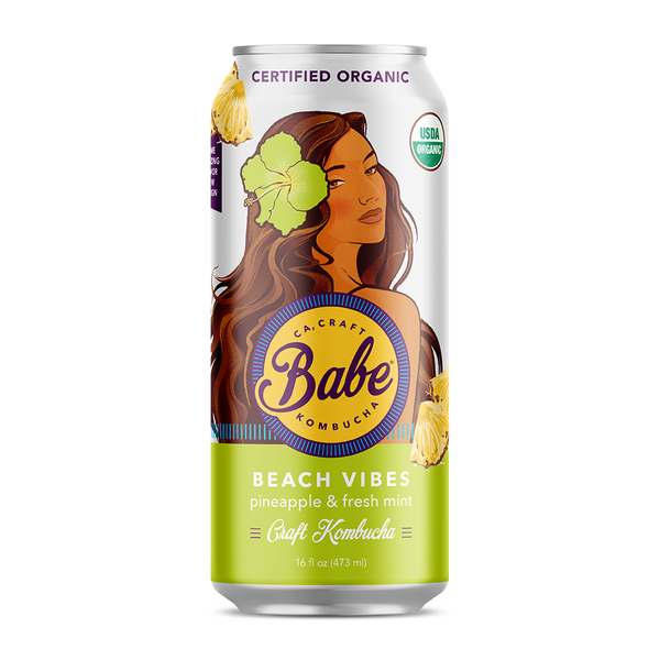 Refrigerated BABE Organic, Kombucha, Beach Vibes,  Pineapple, Mint hero