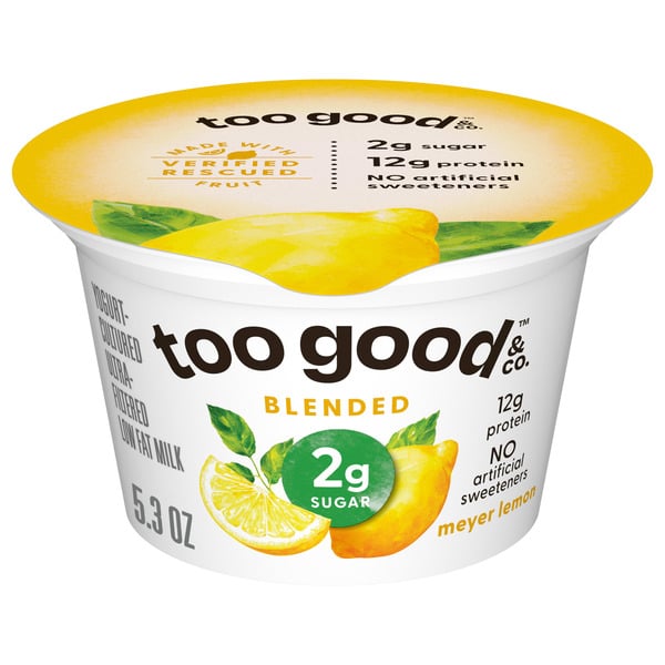 Yogurt/Kefir Too Good & Co. Good Save Meyer Lemon Lower Sugar, Low Fat Greek Yogurt Cultured Product, Gluten Free, Keto Friendly Healthy Snacks, 5.3 OZ Snack Cup hero