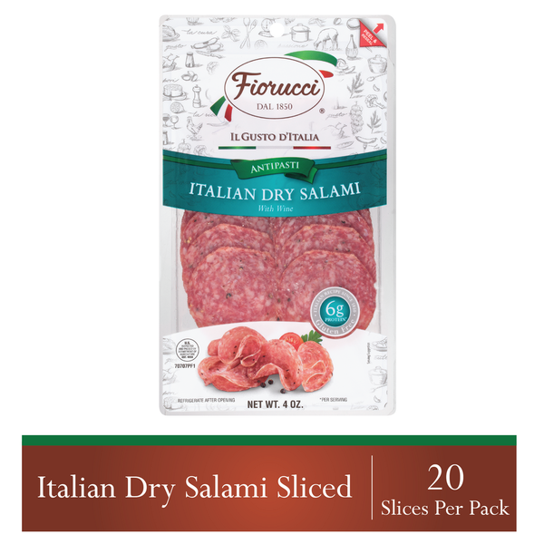 Lunch Meat Fiorucci Pre-Sliced Italian Dry Salami,  Easy-to-Open Resealable Package hero