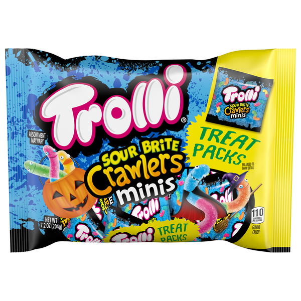 Trolli Gummi Candy, Sour Brite Crawlers, Assortment, Minis, Treat Packs hero