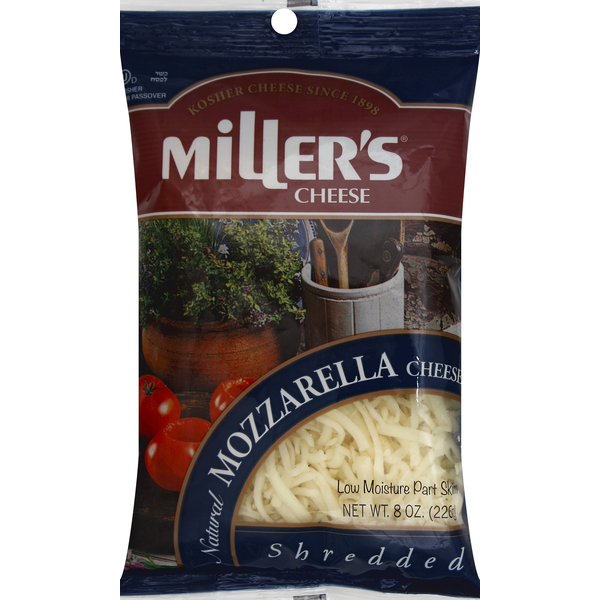 Packaged Cheese Miller's Cheese Cheese, Shredded, Mozzarella hero