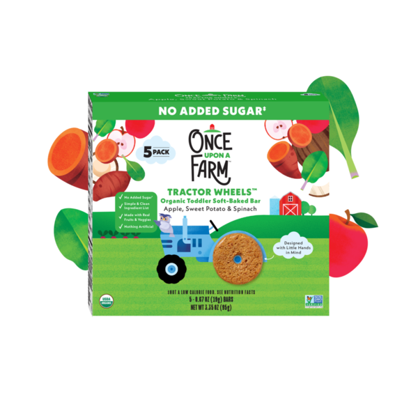 Once Upon a Farm Tractor Wheels Toddler Bar, Apple, Sweet Potato & Spinach hero