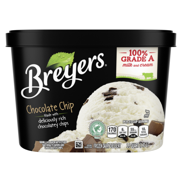 Ice Cream & Ice Breyers Frozen Dairy Dessert, Chocolate Chip hero