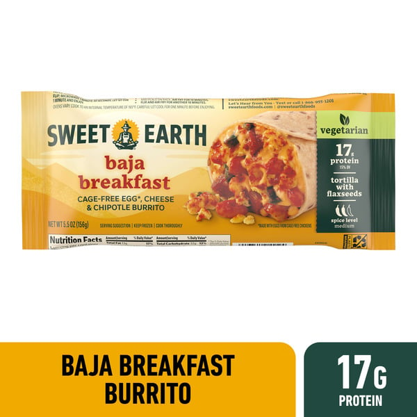 Frozen Burritos Sweet Earth Baja Breakfast Burrito Frozen Burrito hero