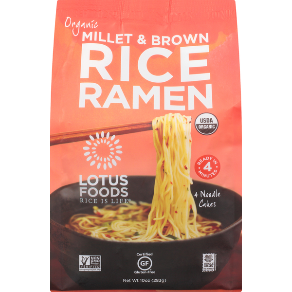 Asian Foods Lotus Foods Rice Ramen, Organic, Millet & Brown hero