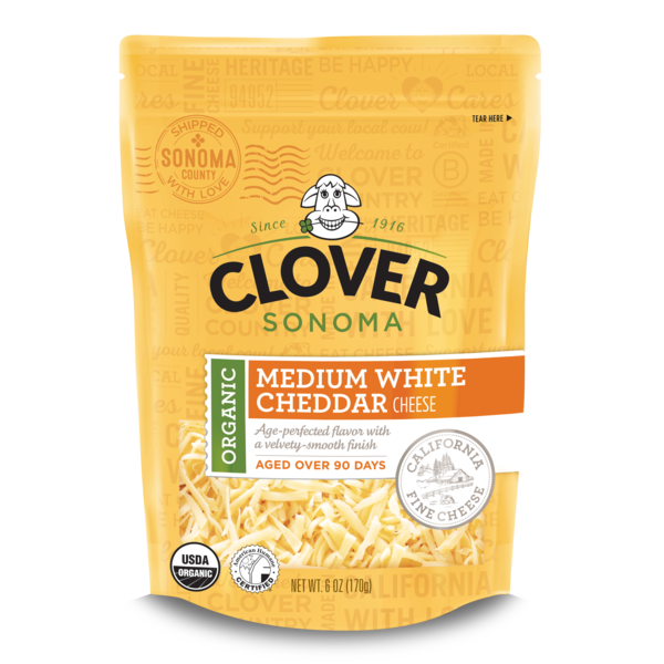 Packaged Cheese Clover Sonoma Organic Medium White Cheddar Shred hero