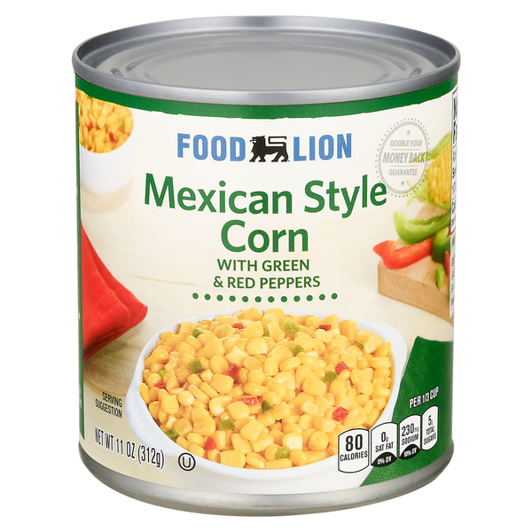 Canned & Jarred Vegetables Food Lion Corn, with Green & Red Peppers, Mexican Style hero