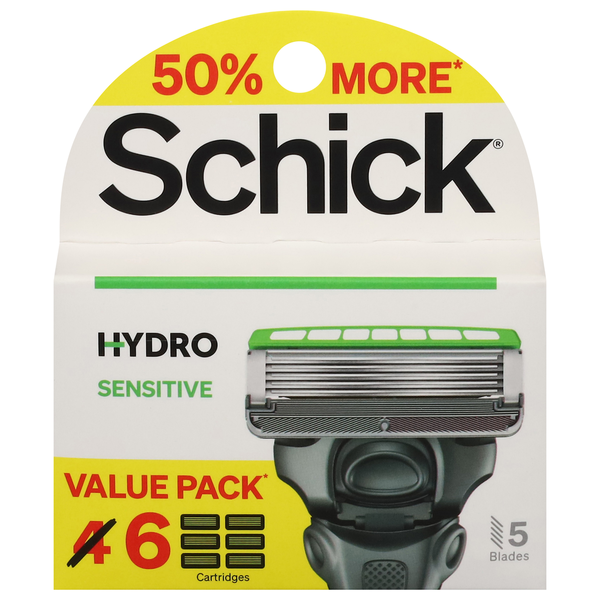 Shave Needs Schick Cartridges, Hydro, Sensitive, Value Pack hero