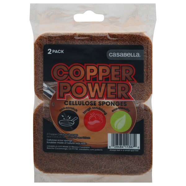 Kitchen Supplies Casabella Cellulose Sponges, Copper Power, 2 Pack hero