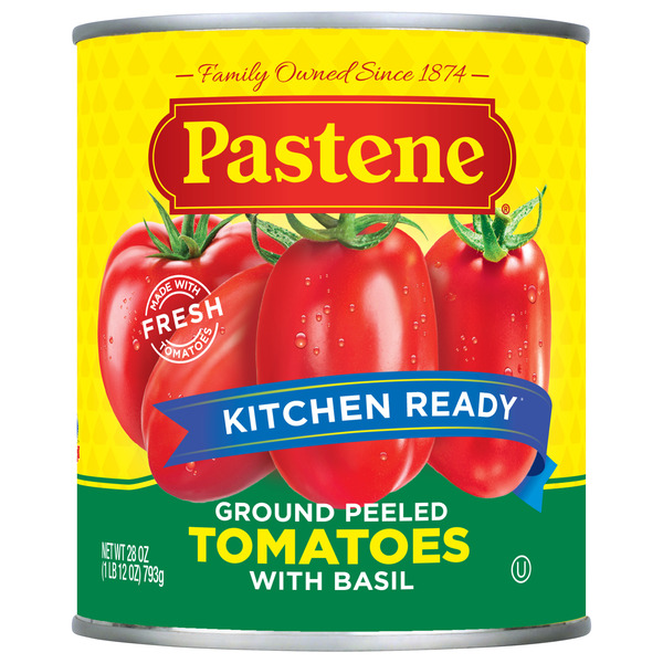 Pastene Kitchen Ready Tomatoes with Basil hero