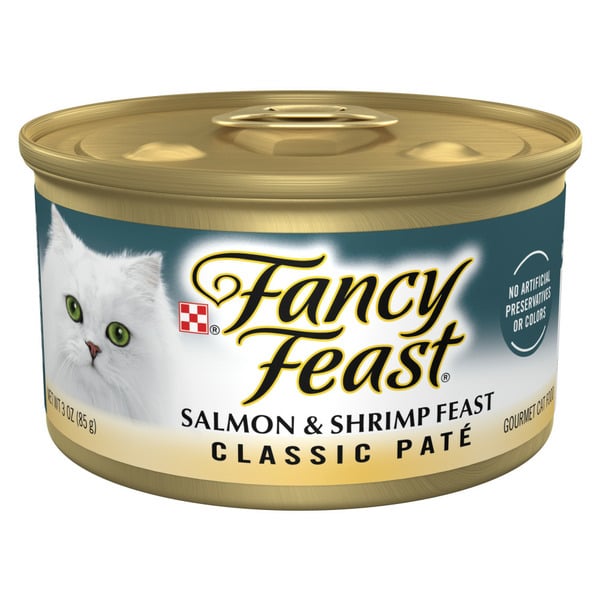 Wet Cat Food Purina Fancy Feast Salmon and Shrimp Feast Classic Grain Free Wet Cat Food Pate hero