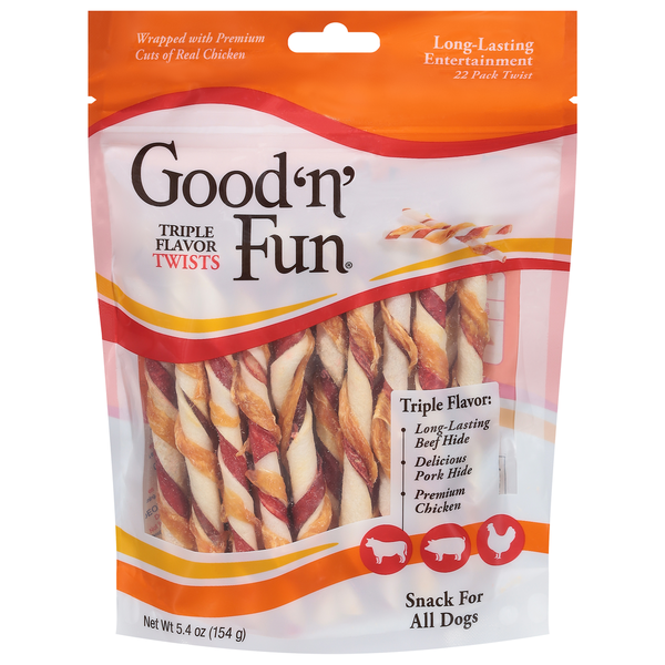 Dog Food & Care Good 'n' Fun Snack for All Dogs, Triple Flavor, Twists hero