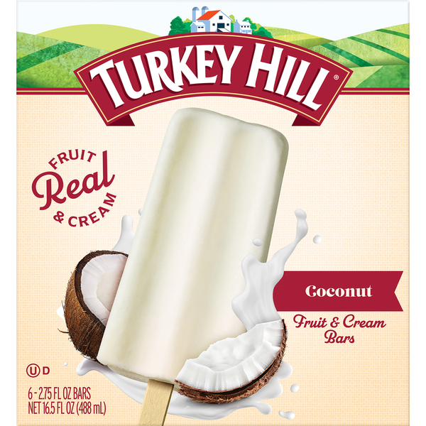 Ice Cream & Ice Turkey Hill Fruit & Cream Bars, Coconut hero