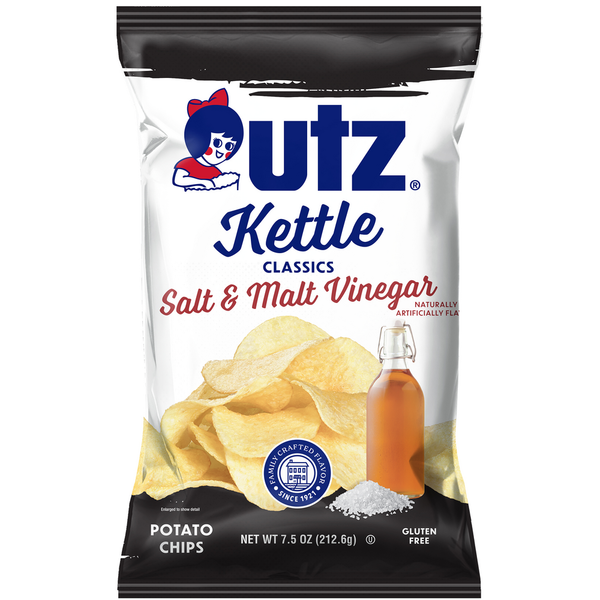 Chips & Pretzels Utz Kettle Classics Salt & Malt Vinegar Potato Chips hero