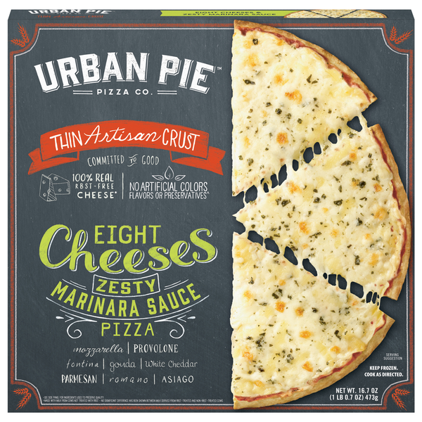 Frozen Pizza Urban Pie Pizza Co. Pizza, Thin Artisan Crust, Eight Cheeses hero