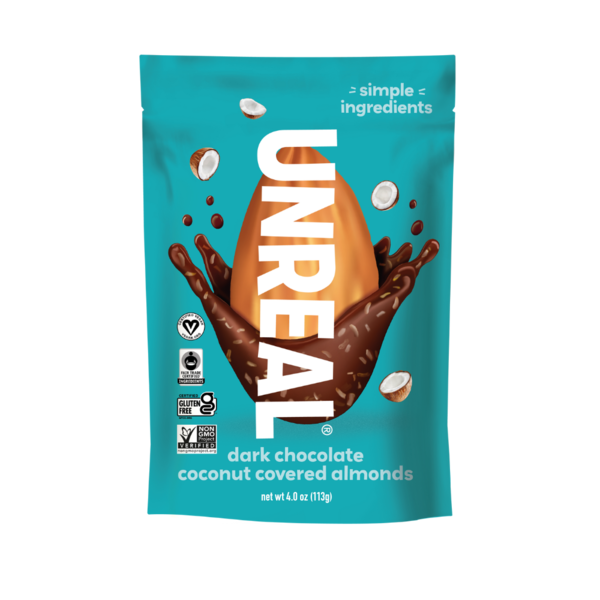 UNREAL Dark Chocolate Coconut Covered Almonds hero