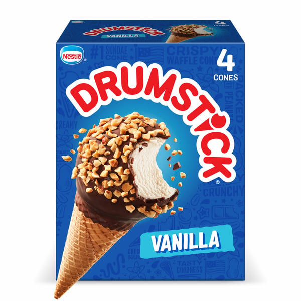 Frozen Dessert & Novelties Drumstick Vanilla Frozen Dairy Dessert Cones hero