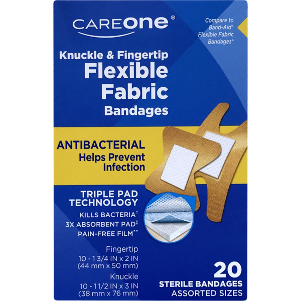 First Aid CareOne Antibacterial Flexible Knuckle & Fingertip Bandages hero