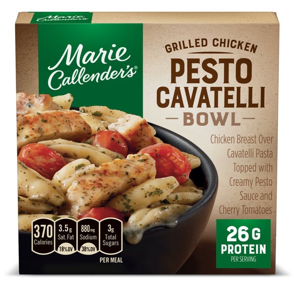 Frozen Meals Marie Callender's Grilled Chicken Pesto Cavatelli Bowl, Frozen Meal hero