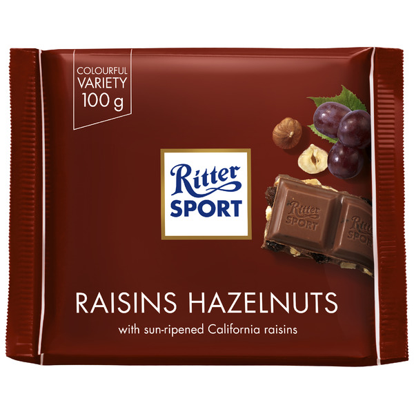 Candy & Chocolate Ritter Sport Milk Chocolate with Raisins and Hazelnuts hero